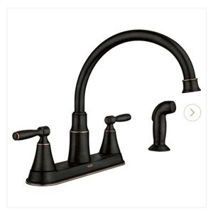 ITEM NO. 65: Moen Mediterranean Bronze Dual Handle Kitchen Faucet With Sprayer